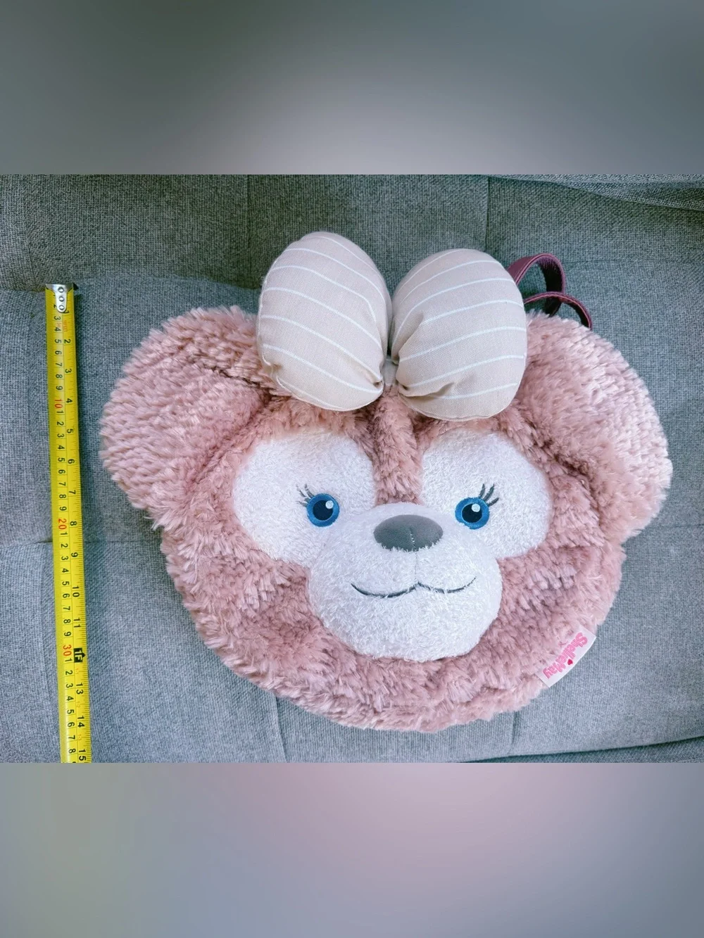 Disney Duffy Bear Plush Face Pillow - Blush Pink with Cream Bow